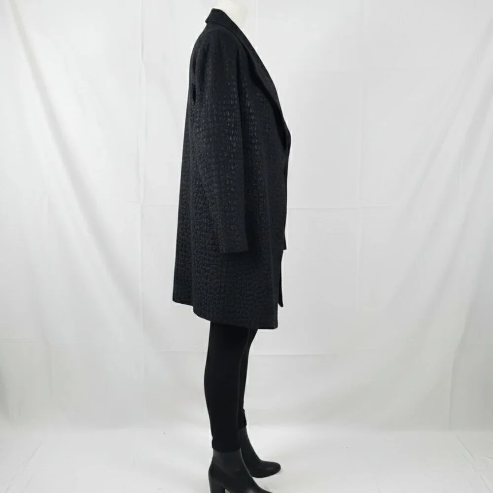 NWOT Chico's Black Shimmer Snakeskin Print Open Front Shawl Collar Jacket L 12